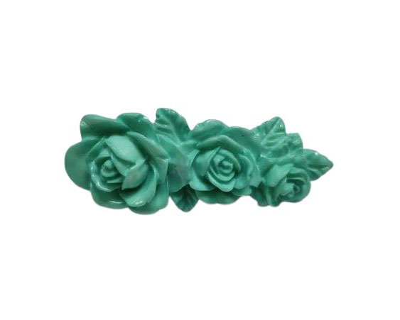 Resin Brooch with Three Roses. Aqua Green